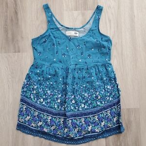❤️2/$20❤️ Teal Blue Floral Sleeveless Maternity Blouse - Old Navy
